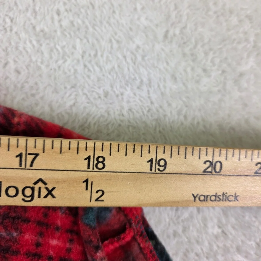 Red Black Plaid Fleece Dog Pajamas Medium Velcro Closure Holiday Pet Onesie